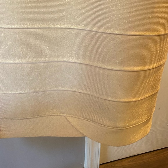 Herve Leger Champagne Gold Foil Knit Dress - Picture 9 of 13